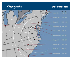 Chesapeake Virginia - East Coast Map