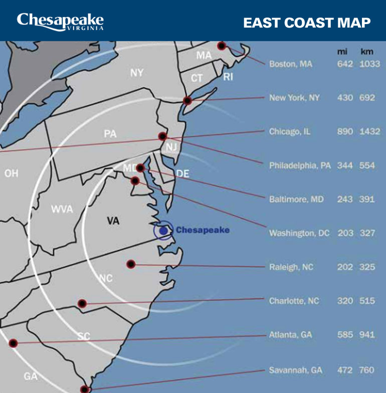 Chesapeake EAST COAST MAP